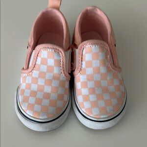 Kids Peach Checkered Slip-On Shoes